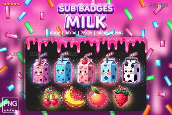 Download 9 Yummy Sub Badges, Milk Twitch Badges - Sub badges Collection